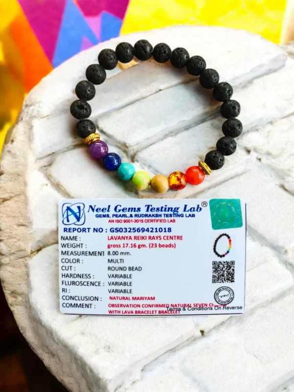 Certified Lava Stone Bracelet made from natural volcanic rock, offering grounding energy, emotional strength, and essential oil diffusion benefits