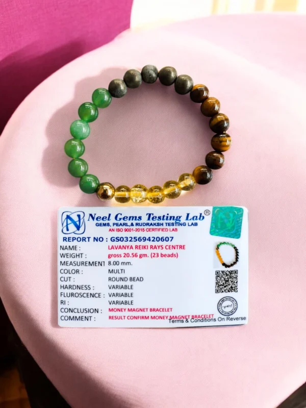 Certified Money Magnet Bracelet designed with powerful crystals to attract wealth, abundance, and financial prosperity through energy alignment